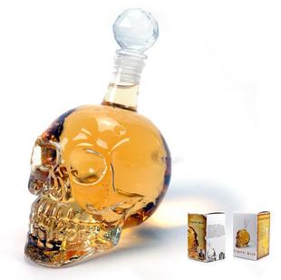 骷髅酒瓶骷髅头伏特加家用时尚创意，玻璃瓶酒壶水晶盖酒瓶酒杯酒具