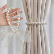 窗帘绑带轻奢高档客厅珍珠一对装简约现代白纱丝带绑绳束带扣环固