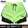 jeep吉普男士假两件裤子，男士2024夏季休闲裤短裤，男美式潮卫裤