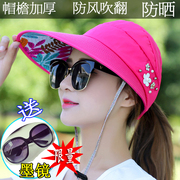 帽子女夏季百搭防晒防紫外线韩版潮学生，骑车遮阳帽防风绳可折叠