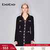 bebe秋冬系列纯色，镂空v领通勤气质针织，长袖连衣裙430905