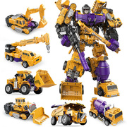 大力神变形玩具工程车六款合一大力金刚变形机器人，组合挖掘机模型