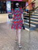欧货几何图案连衣裙2023夏季高级感小众设计甜美显瘦减龄裙子