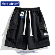 NASA时尚夏天工装短裤男生2023夏季潮流青少年五分跑步运动裤子