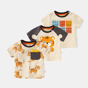 婴儿夏季衣服短袖t恤卡通，印花男童2-3岁1夏装儿童宝宝女小童上衣