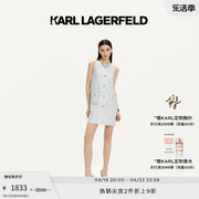 karllagerfeld卡尔拉格斐夏花呢无袖圆领香风，连衣裙露肩裙老佛爷