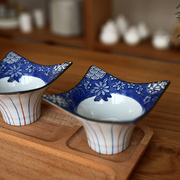 手绘和风陶瓷小碗沙拉碗餐具日式复古四角方尊四方形小菜碗水果碗