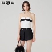 设计师MAI DIRE MAI黑白抹胸裙裤两件套女时尚套装高级感2024春夏