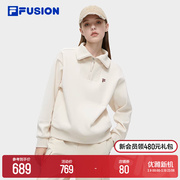 FILA FUSION斐乐潮牌女子针织套头衫2024春时尚休闲宽松卫衣