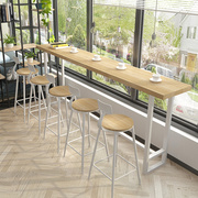 北欧实木吧台桌家用简约现代靠墙窄桌高脚桌奶茶店吧台桌椅组合
