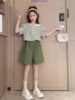 女童夏季套装韩版中大童儿童娃娃领条纹T恤小女孩短袖短裤两件套