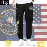 fbi美国联邦调查局特工探员fbi警告ins工装裤休闲长裤，男运动裤子