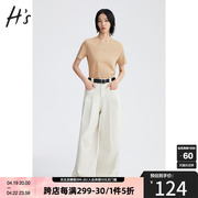 HS奥莱简约T恤夏季女装纯色印花全面短袖打底时尚洋气上衣女