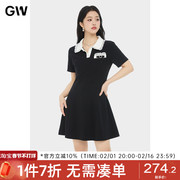 GW大码女装英伦风Polo领连衣裙2024夏季微胖妹妹显瘦通勤裙子