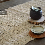 复古自然乡村日式中式禅意亚麻苎麻手编织麻席茶席桌旗布艺术茶垫