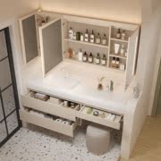 简约可丽耐人造石一体盆梳妆台岩板浴室柜组合卫生间洗手洗漱台盆