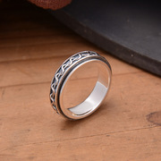 s925纯银绕丝转动戒指，泰银简约复古缠绕立体设计银饰品指环