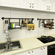 多功能厨房挂架置物架壁挂式黑色不锈钢沥水碗架调味料架收纳挂件