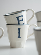 日本进口zakka风格北欧复古字母成人陶瓷，马克杯水杯果汁杯牛奶杯