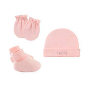 初生儿单层纯棉帽子外贸欧美新生儿胎帽防抓手套脚套婴儿帽手脚套