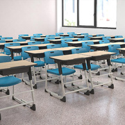 中小学生课桌椅可升降单人双人组合培训班梯形桌学校六边形培训桌
