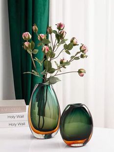 现代简约轻奢创意琉璃，家居样板房软装饰品客厅，餐桌玻璃花瓶摆件