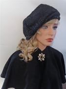 vintage女士优雅披肩，黑色蕾丝提花百搭披风，防吹风显气质