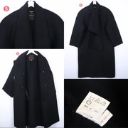 意大利制品牌MADUSON 黑色围巾领100%羊毛羊绒双面绒大衣女长款冬