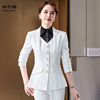 女装长袖小西装外套修身时尚职业装套装假两件套白色马甲西服上衣