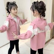 女童春秋装薄2022外套时尚儿童上衣女中大童韩版运动夹克