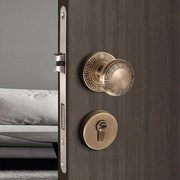 新中式门锁室内卧室房门锁静音，球形分体锁家用木门把手青古铜门锁