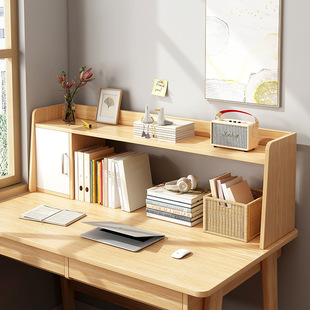 桌面书架置物架双层书桌，整理架办公桌上简易小型多层转角书柜木质