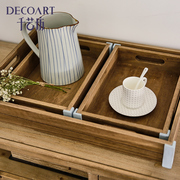 现代简约原木做旧托盘，水果盘客厅创意家用茶几，摆件收纳盒盘摆饰