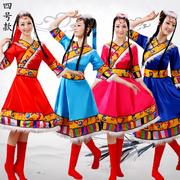 藏族舞蹈演出服装女藏族水袖演出服长裙广场舞民族服装表演服饰