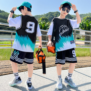 男童篮球服套装夏季薄款2024中大童，运动夏装儿童装短袖速干衣