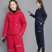 民族风中式唐装棉袄，套装秋冬复古茶服女汉服，中国风加厚棉衣两件套