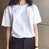 棉质短袖t恤女装ins潮2023年夏季宽松韩版纯白色半截袖上衣服
