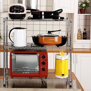 厨房置物架三层不锈钢色微波，炉架烤箱架放锅架储物架收纳层架