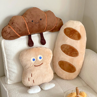 巧克力曲奇饼干抱枕，可爱面包毛绒公仔法棍玩偶，靠枕创意床头靠垫