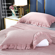 华夫格纯棉枕巾一对装纯色，家用高档全棉枕头巾，舒适透气吸汗大盖巾