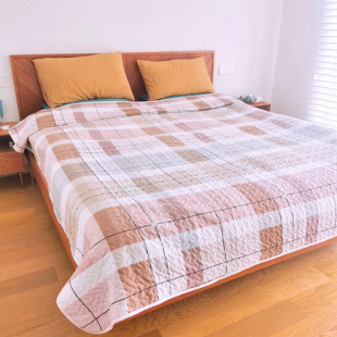 某森家 绗缝床盖单件格子夹棉床单加厚铺盖垫子铺沙发可机洗床品