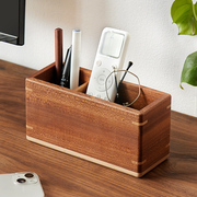 木质桌面收纳盒遥控器办公室茶桌文具，杂物分格整理盒储物盒笔筒座