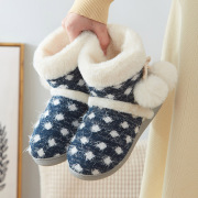 高帮棉拖鞋女冬季包跟加绒棉鞋，室内居家毛毛绒(毛毛绒，)软底冬天防滑月子鞋
