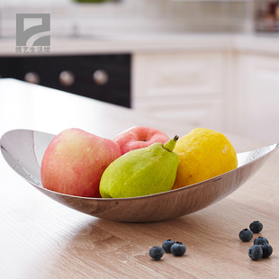 304不锈钢果盘创意水果盘客厅装饰果盘水果不锈钢旦形 船形盘子