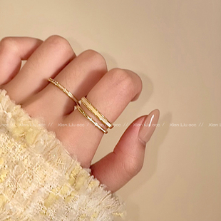 锆石贝壳素圈戒指女小众设计时尚个性食指戒网红气质简约高级指环