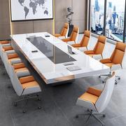 烤漆会议桌长桌简约现代大型洽谈桌会议室，办公桌椅组合白色培训桌