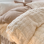 四件套珊瑚绒秋冬季床单被套法莱，牛奶绒床品毛茸茸被套床笠三件套
