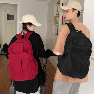 书包双肩包男大学生美式红色初中，高中生登山女大容量旅行电脑背包