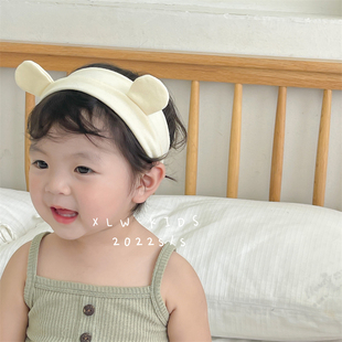 小熊耳朵可爱婴儿护卤门发带，韩版婴童护额头胎，帽纯色男女宝宝发箍