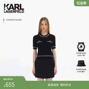 KARL LAGERFELD卡尔拉格斐2023夏款针织短袖毛衫老佛爷217L2055